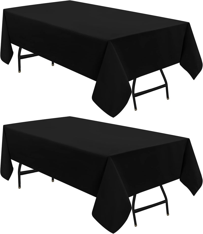 Utopia Kitchen Rectangle Table Cloth 2 Pack [60x84 Inches, Black] Tablecloth Machine Washable Fabric Polyester Table Cover for Dining, Buffet Parties, Picnic, Events, Weddings and Restaurants - Image 1